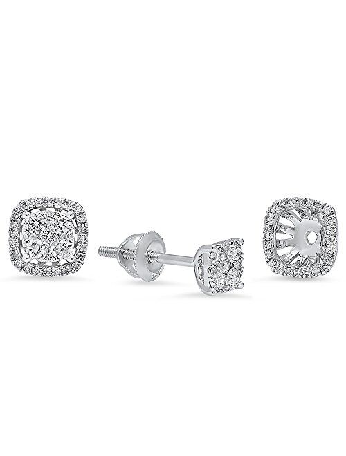 Dazzlingrock Collection 0.40 Carat (ctw) 14K Gold Round Diamond Ladies Stud Earrings With Removable Jackets