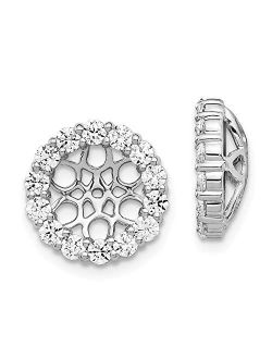 Saris And Things 14K White Gold Diamond Round Earring Jackets 7.25 mm Opening for Stud Earrings (0.972Cttw)