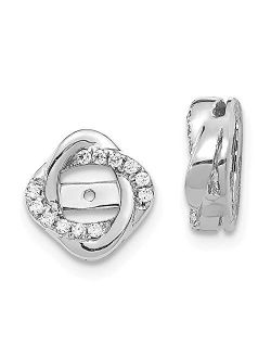 Saris And Things 14K White Gold Diamond Love Knot Love Knot Earring Jackets 4.00 mm Opening for Stud Earrings (0.12Cttw)