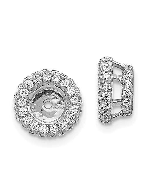 Saris And Things 14K White Gold Diamond Round Earring Jackets 5.00 mm Opening for Stud Earrings (0.647Cttw)