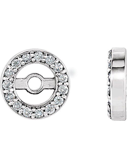 Jewels By Lux 14K White Gold 5.9mm ID 1/10 CTW Diamond Earrings Jackets