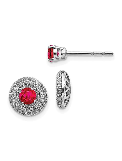 Ice Carats 14k White Gold Diamond Red Ruby Stud Jacket Earrings Ball Button Birthstone July Fine Jewelry For Women Gifts For Her