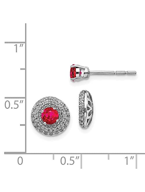 Ice Carats 14k White Gold Diamond Red Ruby Stud Jacket Earrings Ball Button Birthstone July Fine Jewelry For Women Gifts For Her