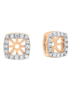 Collection 0.18 Carat (ctw) 14K Gold Round White Diamond Removable Jackets For Stud Earrings
