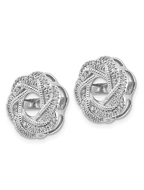 Saris And Things 14K White Gold Diamond Love Knot Love Knot Earring Jackets 4.50 mm Opening for Stud Earrings (0.328Cttw)