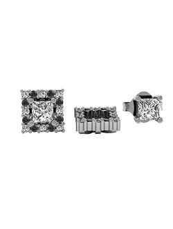 Collection 10K Square Shape Removable Jackets For Stud Earrings, White Gold