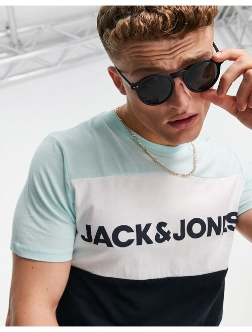 Jack & Jones Essentials block logo t-shirt in mint