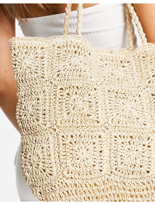 Glamorous crochet natural tote bag