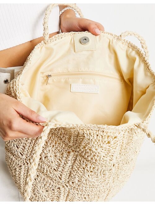 Glamorous crochet natural tote bag