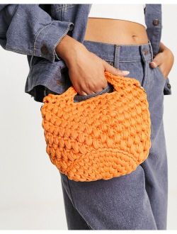 Glamorous crochet mini cross body bag in orange