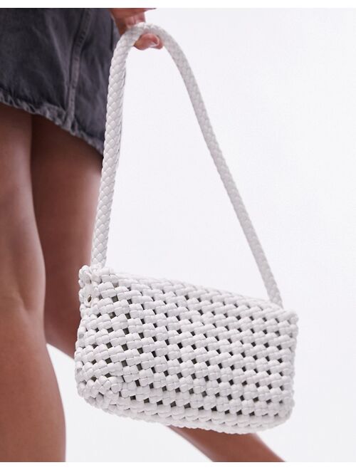 Topshop Faith crochet shoulder bag with hardware in white