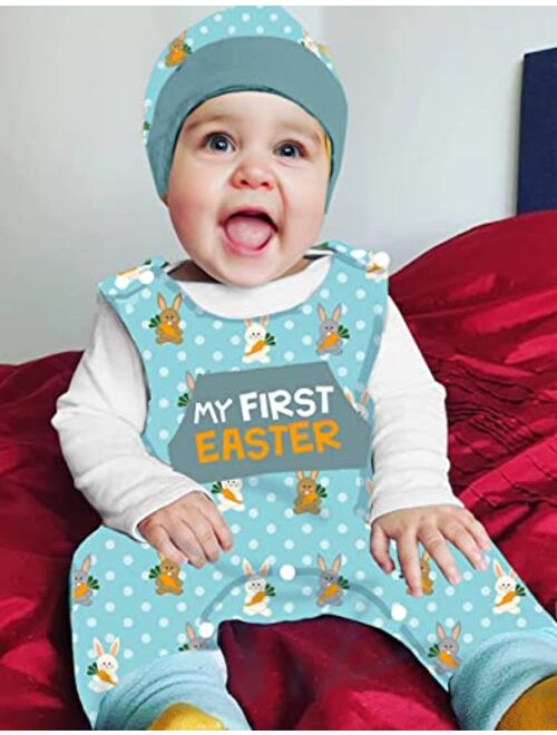 MIGU Easter Outfit Baby Boy Girl Outfit My First Easter Outfit Long-Sleeved Onesie 3-Piece Set Romper