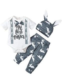 BIRTHDAY SHARK Baby Boy My 1st Easter Outfit Infant First Easter Outfit Baby Bunny Clothes