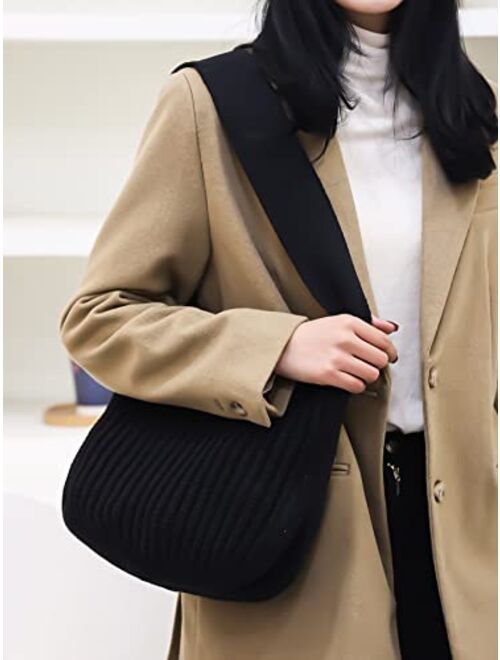 ENBEI Women's Shoulder Handbags Hand crocheted Bags large Shoulder Shopping Bag tote bag aesthetic canvas tote cute tote bags
