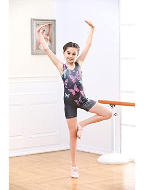 TUONROAD Girls Gymnastics Leotards with Shorts Dance Ballet Unitard Sparkly Biketard for 2-10T