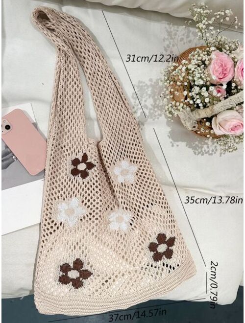 Shein Floral Graphic Crochet Bag