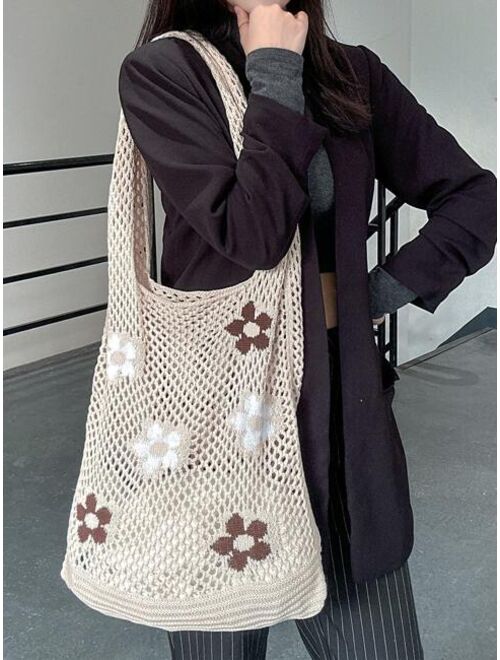 Shein Floral Graphic Crochet Bag