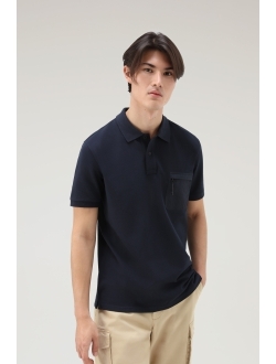 pocket-detail short-sleeved polo shirt