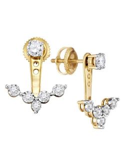 Sonia Jewels 10k Yellow Gold Round Diamond Earring Jacket Studs 5/8 Ct.