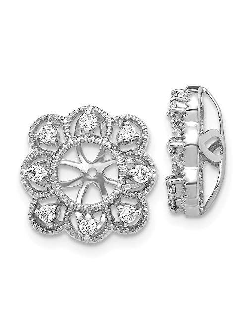 Saris And Things 14K White Gold Diamond Flower Earring Jackets 5.50 mm Opening for Stud Earrings (0.24Cttw)