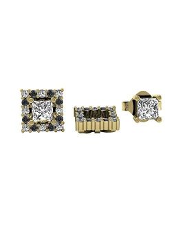 Collection 14K Princess Gemstone Square Shape Removable Jackets For Stud Earrings, Yellow Gold