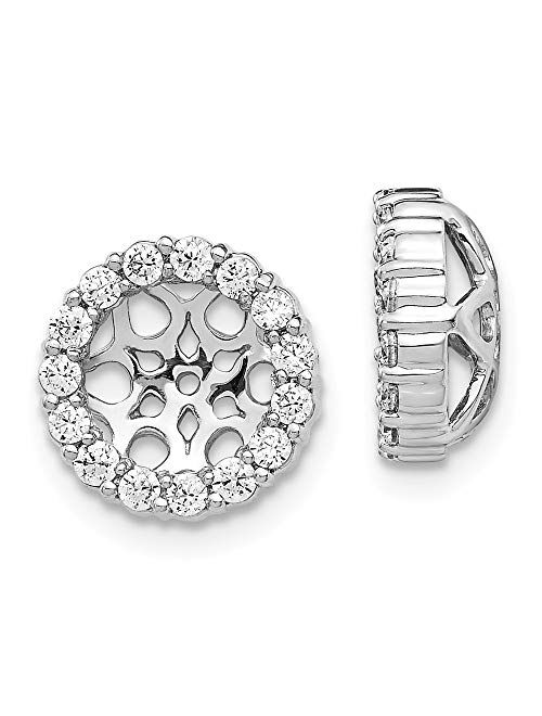 Saris And Things 14K White Gold Diamond Round Earring Jackets 6.50 mm Opening for Stud Earrings (0.48Cttw)