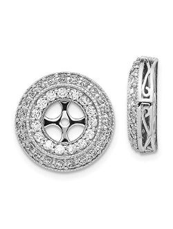 Saris And Things 14K White Gold Diamond Round Earring Jackets 6.25 mm Opening for Stud Earrings (1.52Cttw)