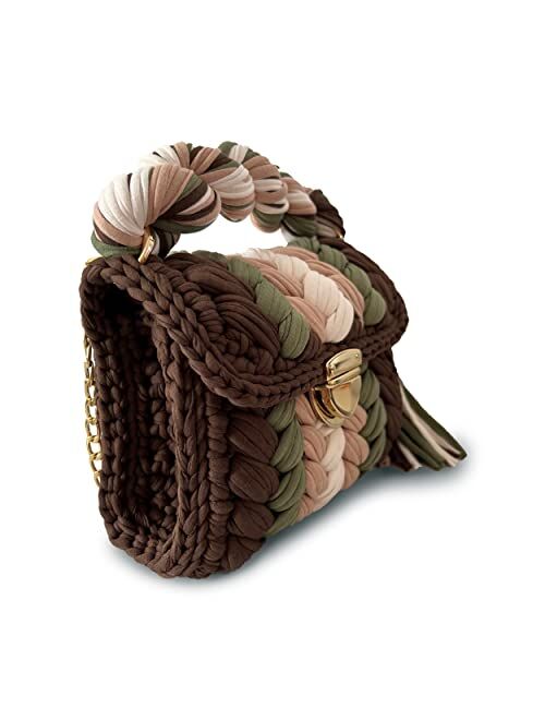 CHQEL Evening Clutch Bag for Women, Handmade Crochet Wedding Party Purse, Small Flap Formal Crossbody Handbag Evening Clutch
