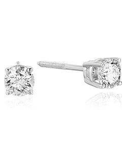 Vir Jewels 1/4 to 2 cttw Certified Diamond Stud Earrings 14K White Gold Round Screw Backs