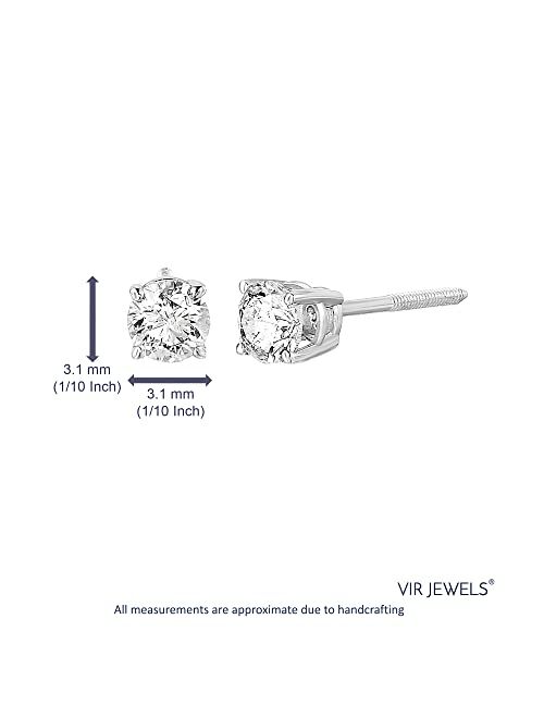 Vir Jewels 1/4 to 2 cttw Certified Diamond Stud Earrings 14K White Gold Round Screw Backs