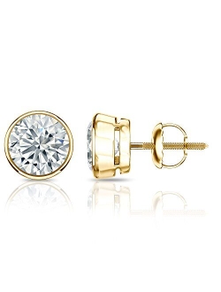 Diamond Wish 14k Gold Bezel-set Round Diamond Stud Earrings (1/4-2cttw, J-K, I1-I2) Screw-backs