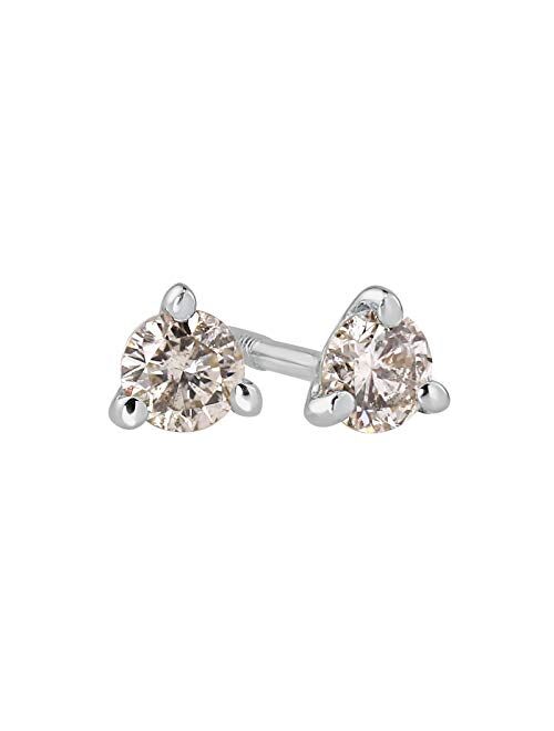 1/6 to 2 Carat Diamond Round Stud Earrings in 14k Gold (J-K, I1-I2, cttw) 3-Prong Martini Set with Screw Back by Diamond Wish
