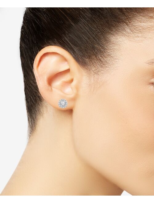MACY'S IGI Certified Diamond Halo Two-Level Stud Earrings (1 ct. t.w.) in 14k White Gold