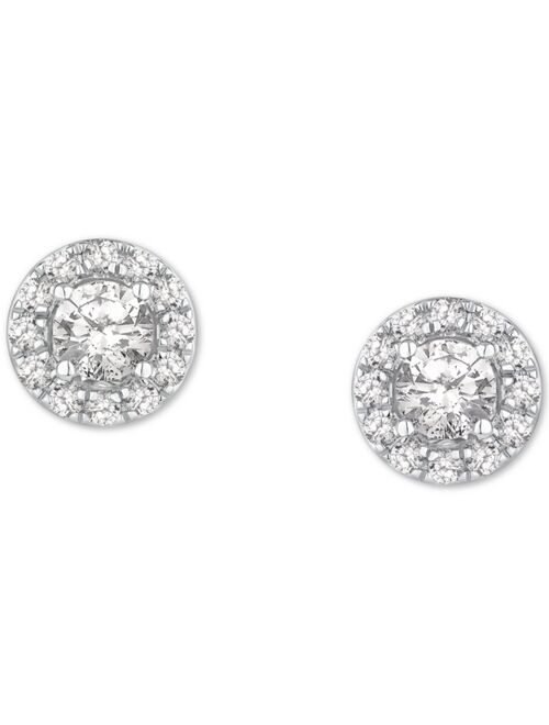MACY'S IGI Certified Diamond Halo Two-Level Stud Earrings (1 ct. t.w.) in 14k White Gold