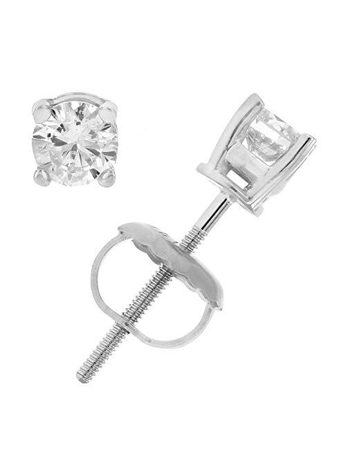 Vir Jewels 1/4 to 2 cttw Diamond Stud Earrings 14K White Gold Round 4 Prong Set Screw Backs