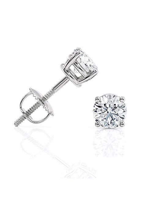 IGI Certified 1 1/2 to 2 Carat D-E Color Lab Grown Diamond Stud Earrings for Women in 14k White Gold with Secure Screw Back by Beverly Hills Jewelers