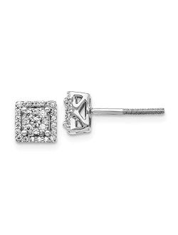 Sonia Jewels Solid 14k White Gold Diamond Square Screw Back Post Studs Earrings 7mm (.244 cttw.)
