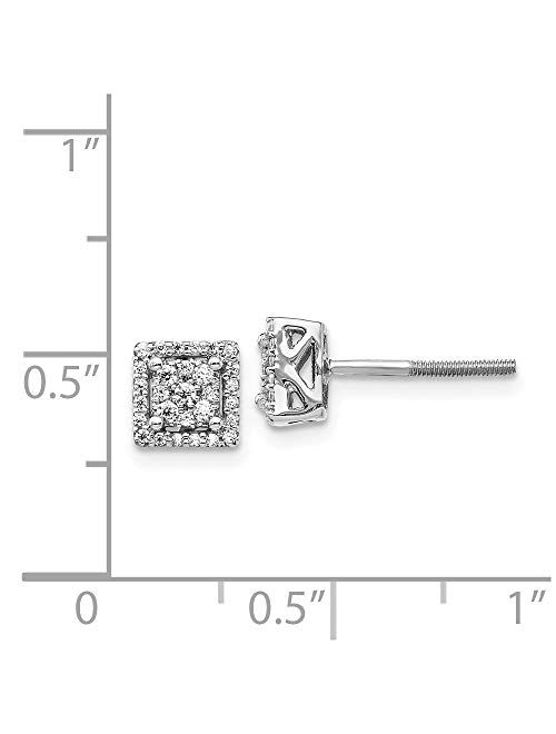 Sonia Jewels Solid 14k White Gold Diamond Square Screw Back Post Studs Earrings 7mm (.244 cttw.)