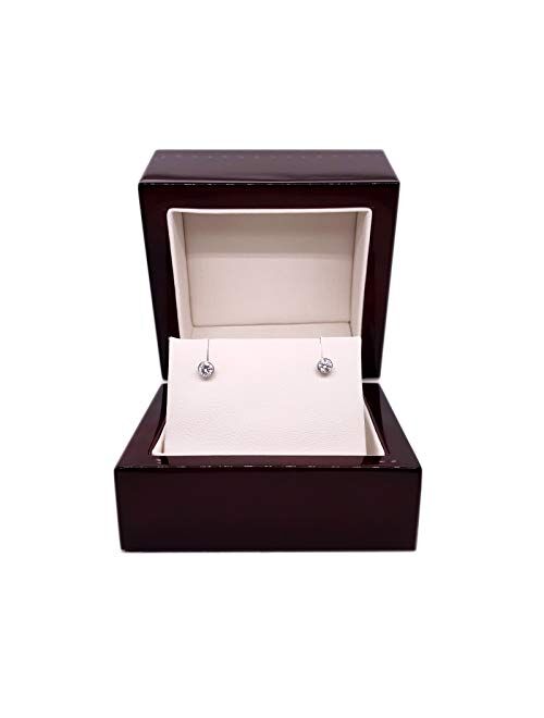 1/4 to 2 Carat Diamond Round Stud Earrings in 14k Yellow or White Gold (H-I, I2-I3, cttw) Bezel Set Screw Back by Diamond Wish