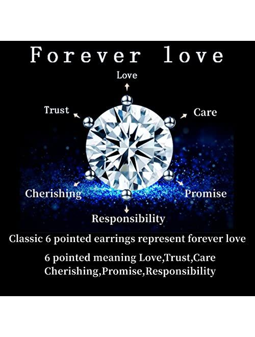 Dolphinlove Diamond Earrings for Women Men Moissanite Earrings 1ct-4ct 925 Sterling Silver Plated 18K White Gold Studs with Screw Ear Backs, Lab Round Cut Brilliant D Col