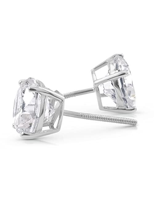 Cleverfox Unlimited Diamond Earrings Men & Women, Moissanite Studs, Diamond Studs for Men & Women, 14K White Gold, 1ct - 2ct Round Screw Back Earrings, VVS1, D Color [Moi