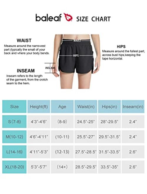 BALEAF Girls' Basketball Soccer Athletic Shorts with Liner Kids Tennis Running Workout Cheer Pocketed Shorts