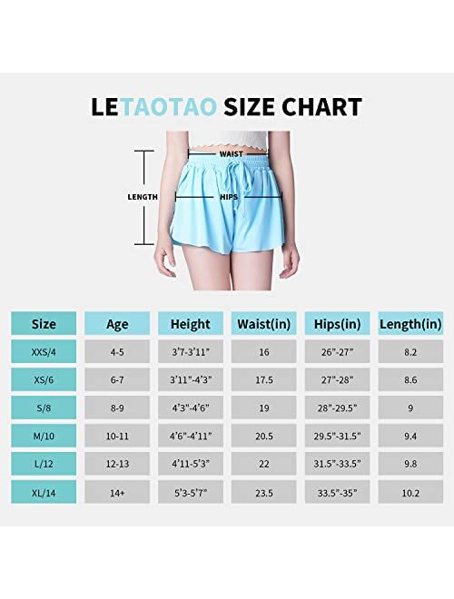 Letaotao Flowy Shorts Girls Butterfly Shorts Girls Athletic Shorts for Kids Toddler Youth with Liner 2-in-1 Running,Active,Sports