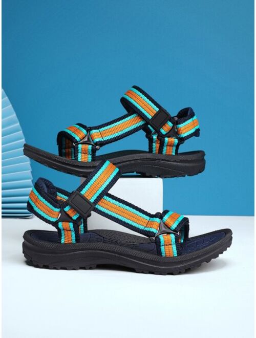Xiemo Shoes Boys Color Block Hook-and-loop Fastener Sport Sandals, Sporty Outdoor Sport Sandals