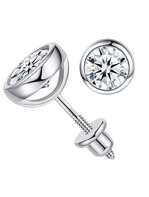 Dolphinlove Diamond Earrings for Women Men, Gifts for Wife Mom Girlfriend Moissanite Stud Earrings 1Ct-2Ct, 925 Sterling Silver Plated 18K White Gold, D Color VVS1, Studs