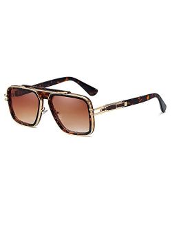 Trendy Retro Sunglasses for Men Women Classic Stark Vintage Shades 70s Italian Fashion Square Metal Glasses