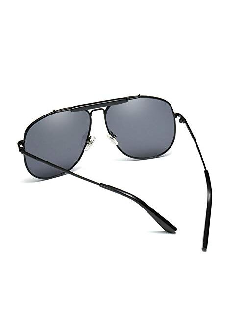 Freckles Mark Unisex Large Designer Aviator Sunglasses Double Bridge Gold Metal Square Glasses