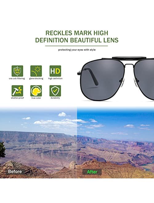 Freckles Mark Unisex Large Designer Aviator Sunglasses Double Bridge Gold Metal Square Glasses