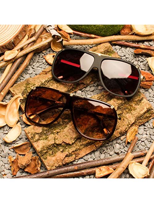 Freckles Mark 70s Italian Mob Boss Retro Square Sunglasses for Men Women Cool Vintage Sun Glasses