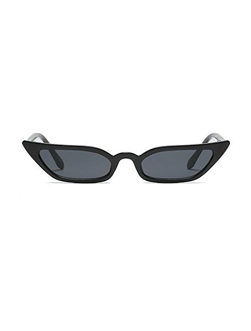 Freckles Mark 90s Vintage Retro Inspired Narrow Cateye Sunglasses for Women Skinny Small Fashion Cat Eye Glasses